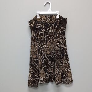 Tribal Brown And Tan Floral Midi Skirt Size 8 EUC